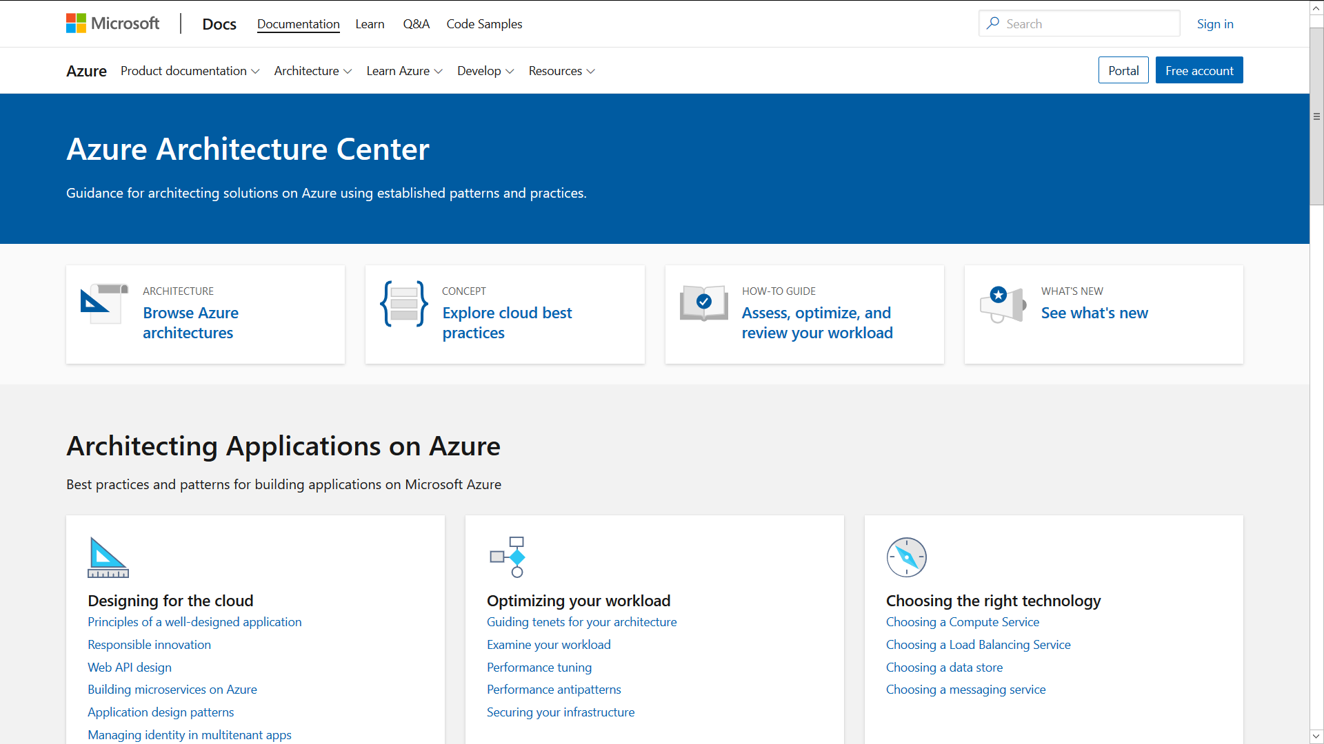 Microsoft Azure architecture documentation