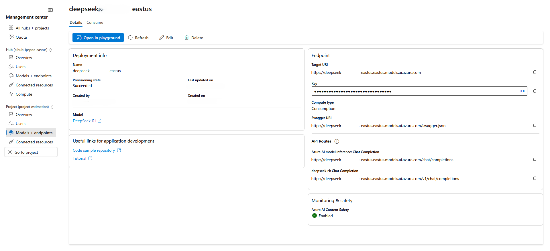 DeepSeek R1 deployment details